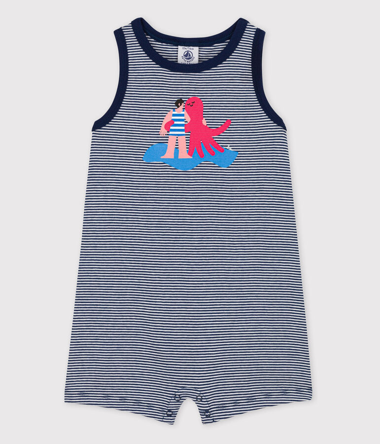 Baby-Overall Petit Bateau x Water Family blau/weiss