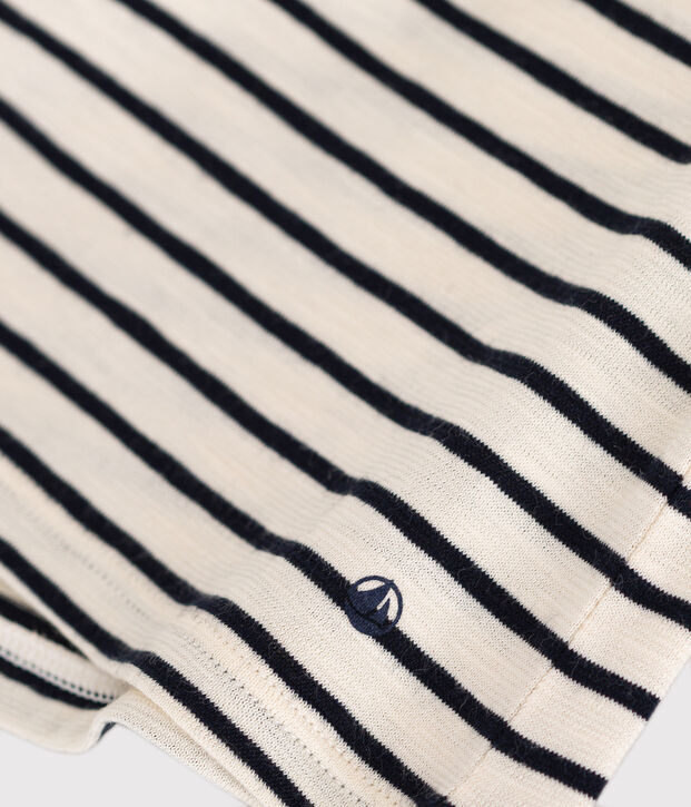 Kurz&auml;rmelige Baby-Bluse aus Jersey naturfarben/blau