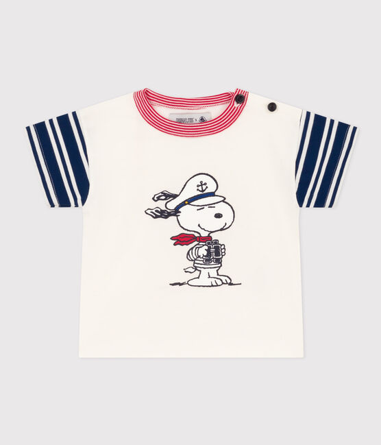 T-Shirt Petit Bateau X Snoopy aus leichtem Jersey für Babys weiss MARSHMALLOW/weiss MULTICO