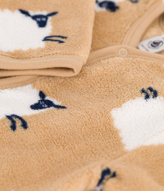 Strampler zum &Uuml;berziehen aus Fleece beige/vielfarbig