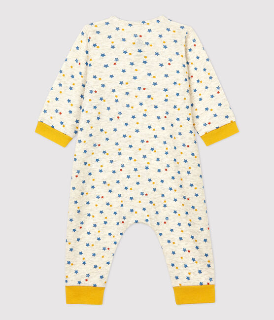 Langer Baby-Overall aus Wolle/Bio-Baumwolle mit farbigem Sternenmuster beige MONTELIMAR/weiss MULTICO