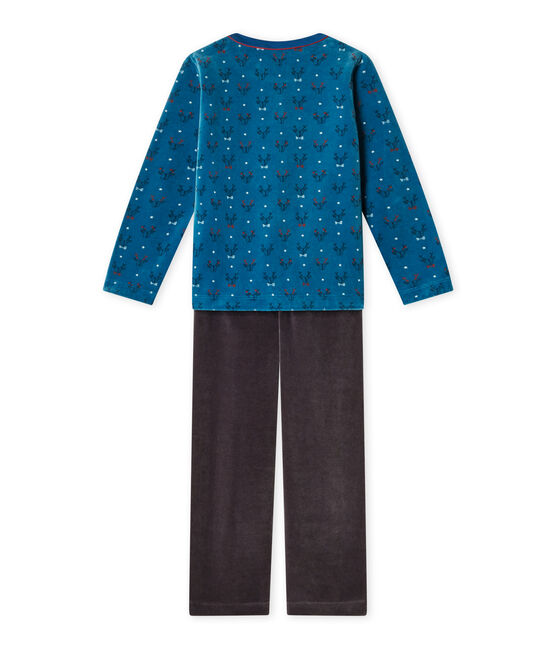 Jungen-Schlafanzug aus Velours-Frottier grau CAPECOD/blau CONTES/ MULTICO