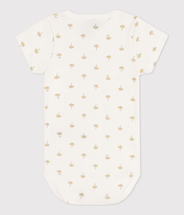 Kurz&auml;rmeliger Baby-Body aus Baumwolle mit Palmenmotiv weiss/vielfarbig