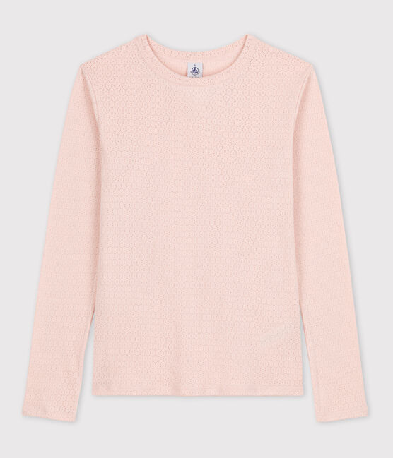 Eng anliegendes T-Shirt mit Rundhalsausschnitt aus Baumwolle für Damen rosa SALINE