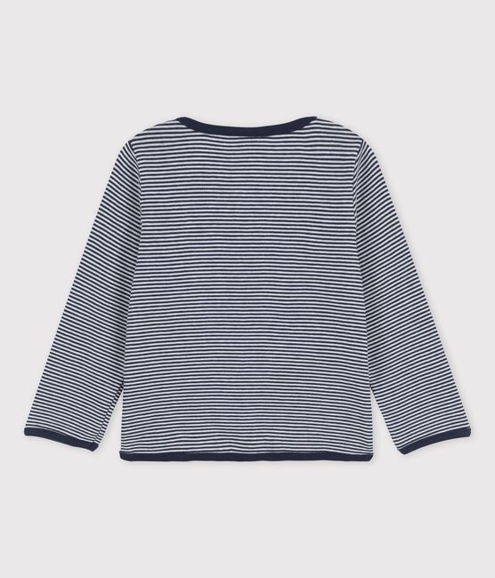 Baby-Strickjacke aus Bio-Baumwolle mit Ringelstreifen blau SMOKING/weiss MARSHMALLOW