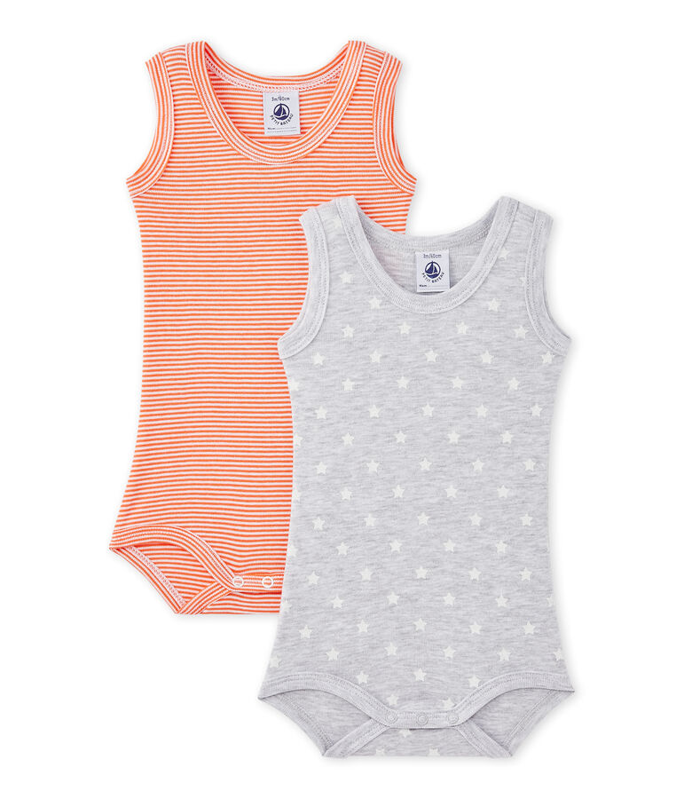 &Auml;rmellose Baby-Jungen-Bodys im 2er-Set weiss LOT