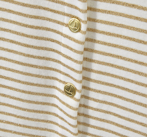 Gestreifter M&auml;dchen-Cardigan weiss/braun