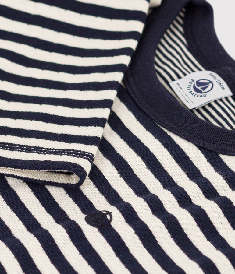 Lang&auml;rmeliges T-Shirt aus Doppeljersey f&uuml;r Kinder/Jungen blau/naturfarben