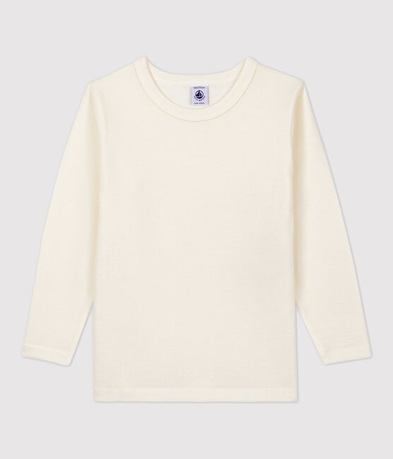 Langärmeliges T-Shirt aus Wolle und Baumwolle für Kinder grau ECRU