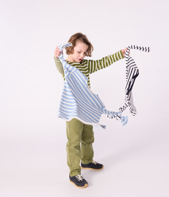 Kinder-Streifenshirt Marinière aus Baumwolle grün CEDAR/ MILK