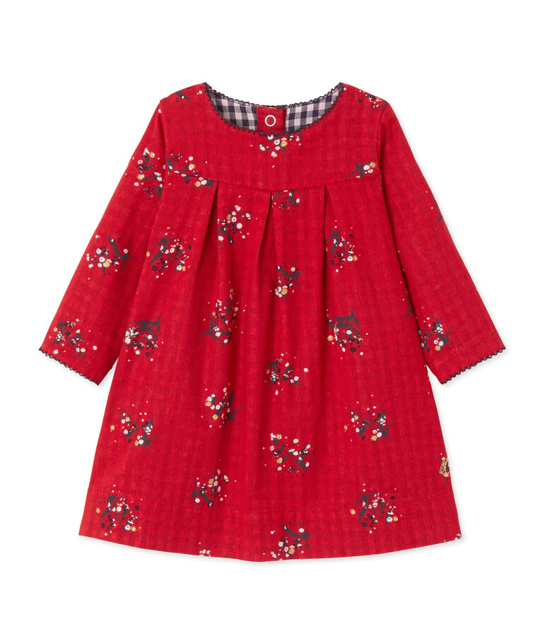 Baby-M&auml;dchen-Kleid aus gedoppeltem Jersey mit Print rot FROUFROU/weiss MULTICO