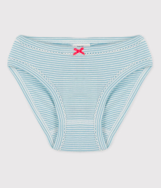 3er-Set Slips aus Baumwolle und Elastan mit Blumenmuster für Mädchen blau TIKI/weiss MARSHMALLOW