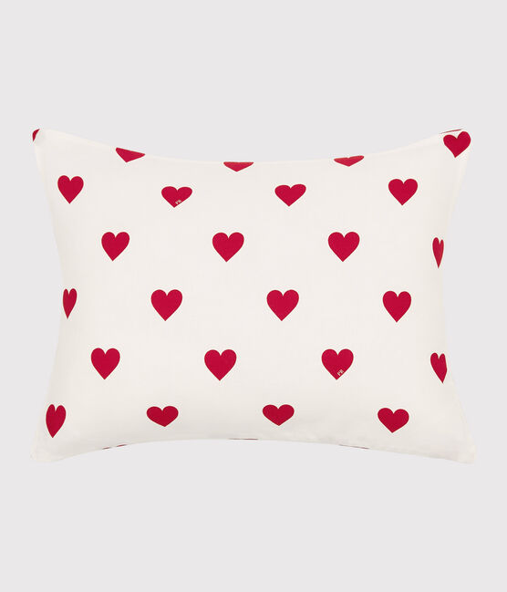 Kissen aus Popeline mit rotem Herz-Motiv weiss MARSHMALLOW/rot TERKUIT