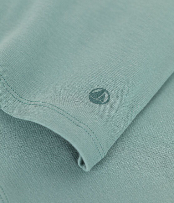 Langärmeliges Damen-T-Shirt L'Iconique aus einfarbigem Rippstrick grün PAUL