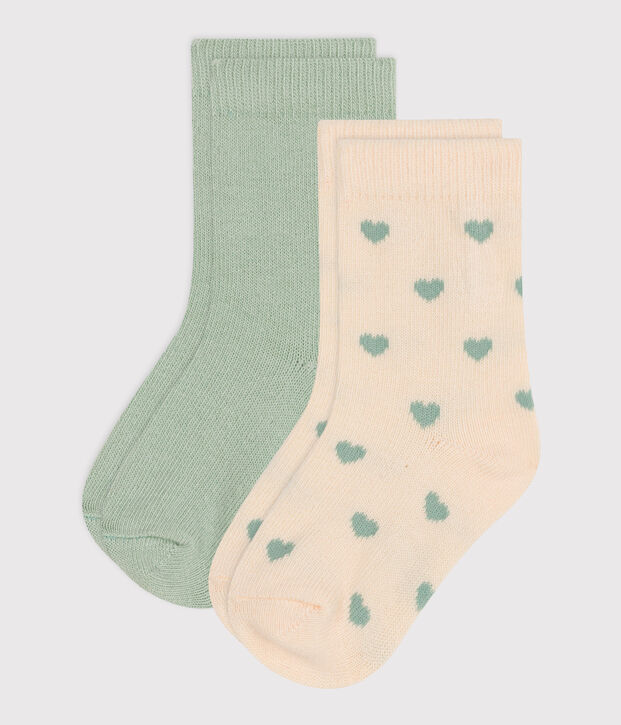 2er-Set Baby-Socken aus Baumwolle mit Herzmotiv vielfarbig