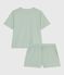 Damen-Kurzpyjama aus Baumwolle mit Streifen SAULE/ MARSHMALLOW