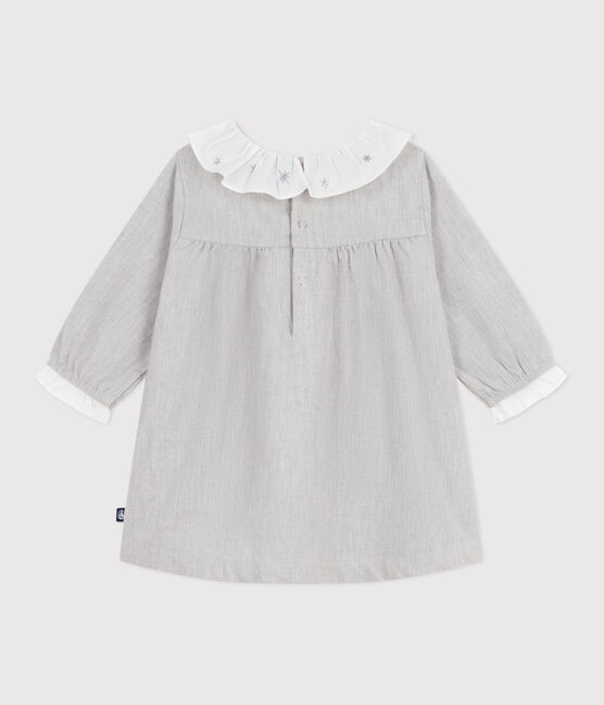 Langärmeliges Baby-Kleid mit Kragen aus einfarbigem Flanell grau FUMEE CHINE