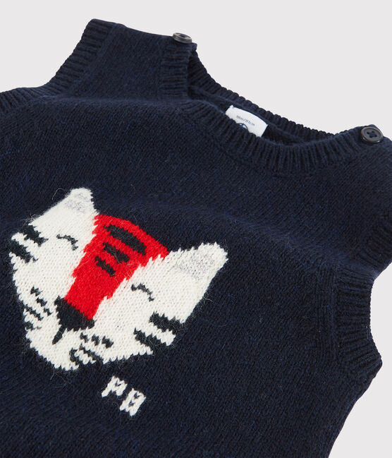 Ärmelloser Baby-Pullover aus Strick blau SMOKING