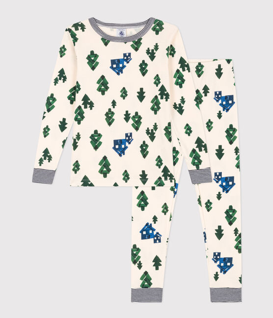 Kinderpyjama aus Baumwolle in schmaler Passform grün AVALANCHE/weiss MEDIEVAL/ MULTICO