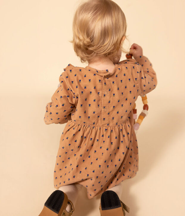 Lang&auml;rmeliges Babykleid aus Feincord rosa/vielfarbig