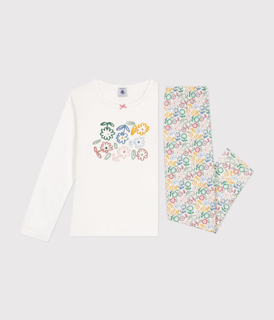 Kinder-Pyjama aus Baumwolle weiss MARSHMALLOW/weiss MULTICO