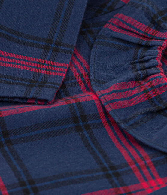 Langärmelige Baby-Bluse aus Flanell blau SMOKING/weiss MULTICO