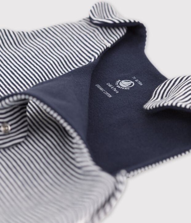 Gestreifter Babyschlafsack aus Baumwolle, TOG 0,5 blau/weiss