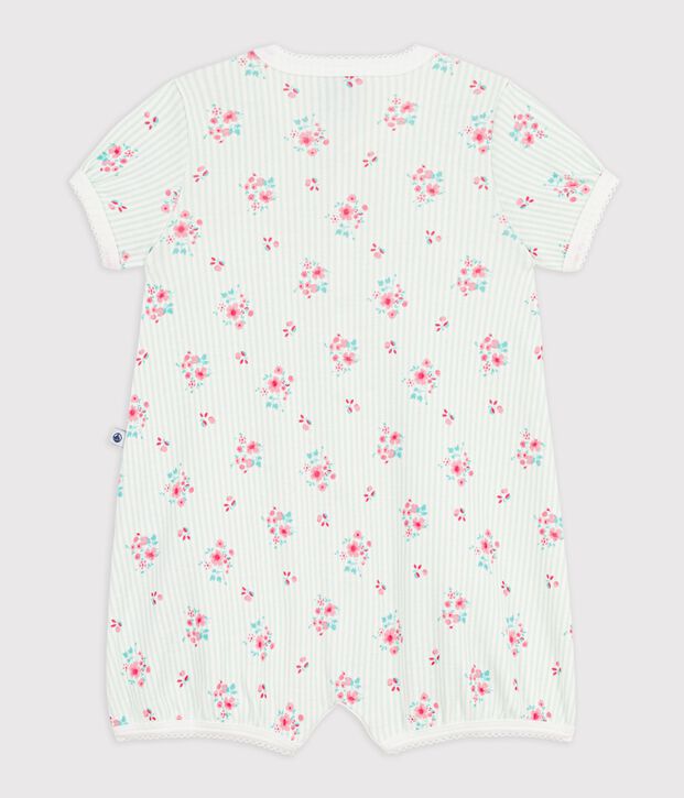 Baby-Kurzoverall aus Baumwolle mit Blumenmotiv weiss/vielfarbig