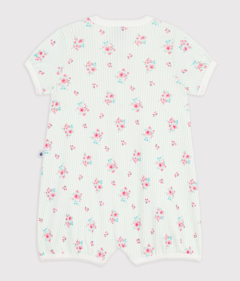 Baby-Kurzoverall aus Baumwolle mit Blumenmotiv weiss/vielfarbig
