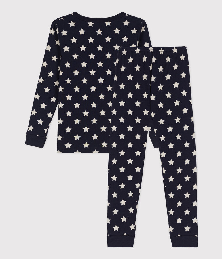 Kinderpyjama aus Baumwolle in eng geschnittener Passform mit Sternenmuster blau SMOKING/weiss MARSHMALLOW