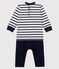 Langer Baby-Overall in Zweiteileroptik für Jungen weiss MARSHMALLOW/blau SMOKING
