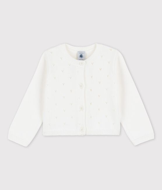 Baby-Jacke aus raffiniertem Strick weiss MARSHMALLOW