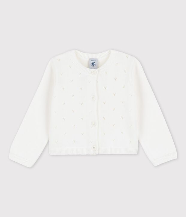 Baby-Jacke aus raffiniertem Strick weiss
