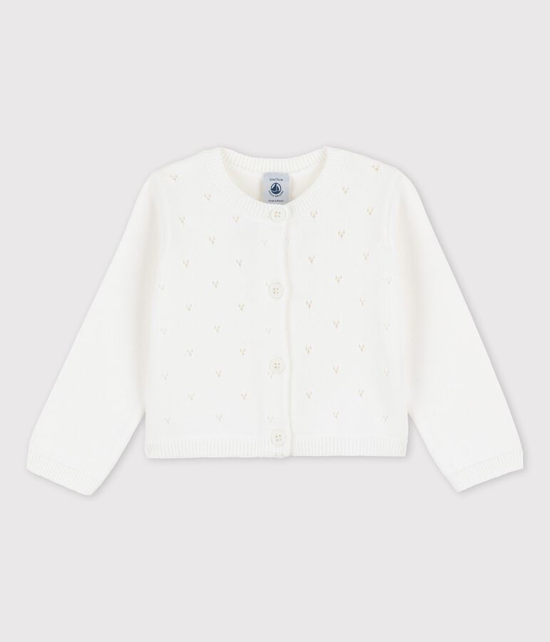Baby-Jacke aus raffiniertem Strick weiss