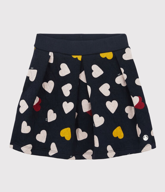 Kinderrock aus gestepptem Doppeljersey für Mädchen blau SMOKING/weiss MULTICO