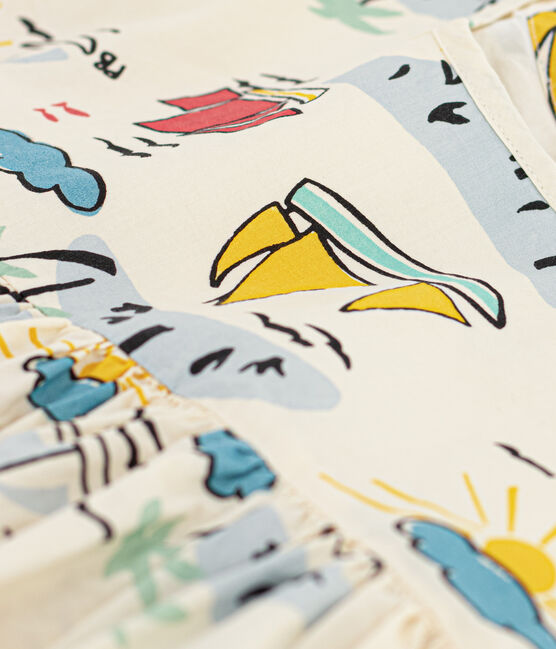 Kurzärmeliges Kinderkleid aus Popeline für Mädchen weiss AVALANCHE/ MULTICO