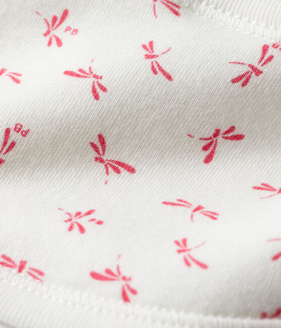 Baby-Lätzchen aus Rippstrick weiss MARSHMALLOW/rosa GROSEILLER