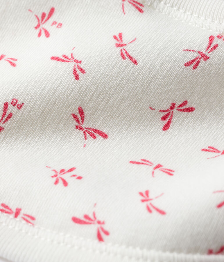 Baby-L&auml;tzchen aus Rippstrick weiss MARSHMALLOW/rosa GROSEILLER