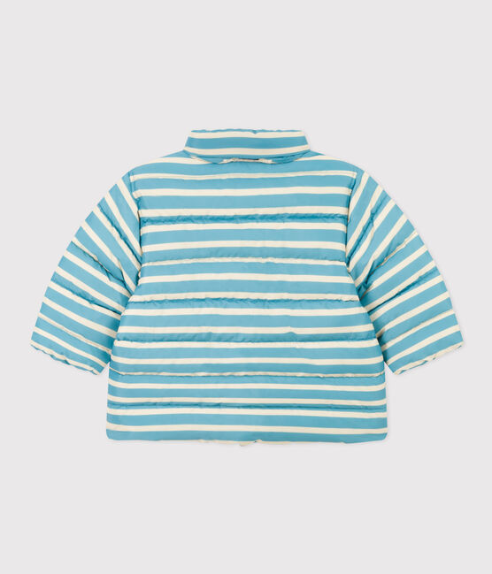 Gestreifter Baby-Anorak mit einziehbarer Kapuze blau AZUL/weiss AVALANCHE