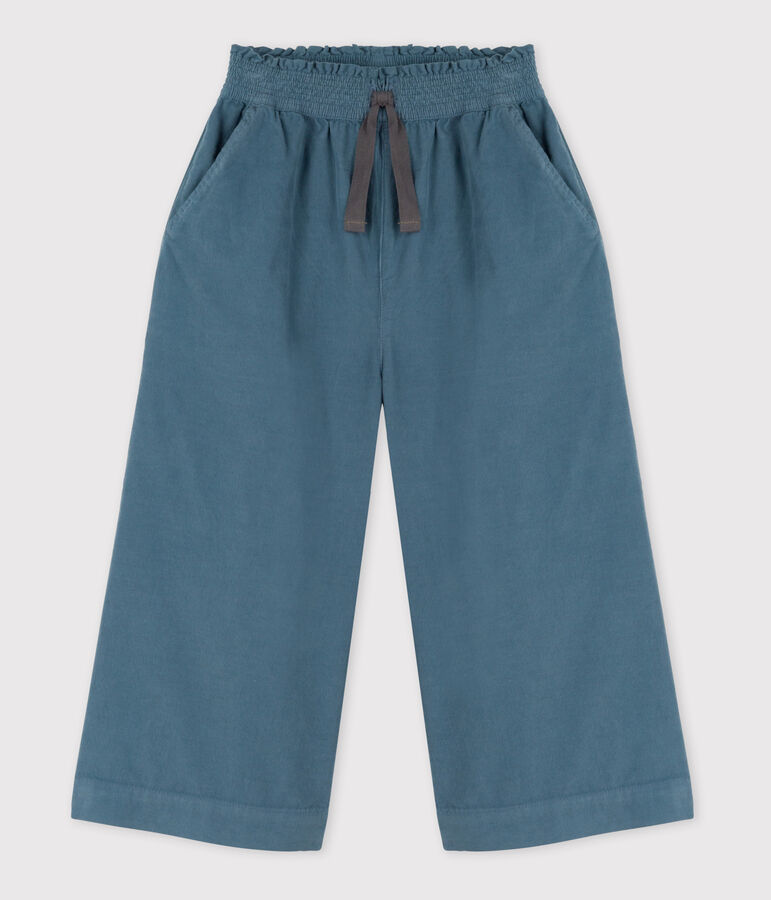 Weit geschnittene Kinderhose aus Feincord f&uuml;r M&auml;dchen blau