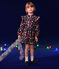 Langärmeliges Kinder-Kleid aus Flanell für Mädchen blau SMOKING/weiss MULTICO