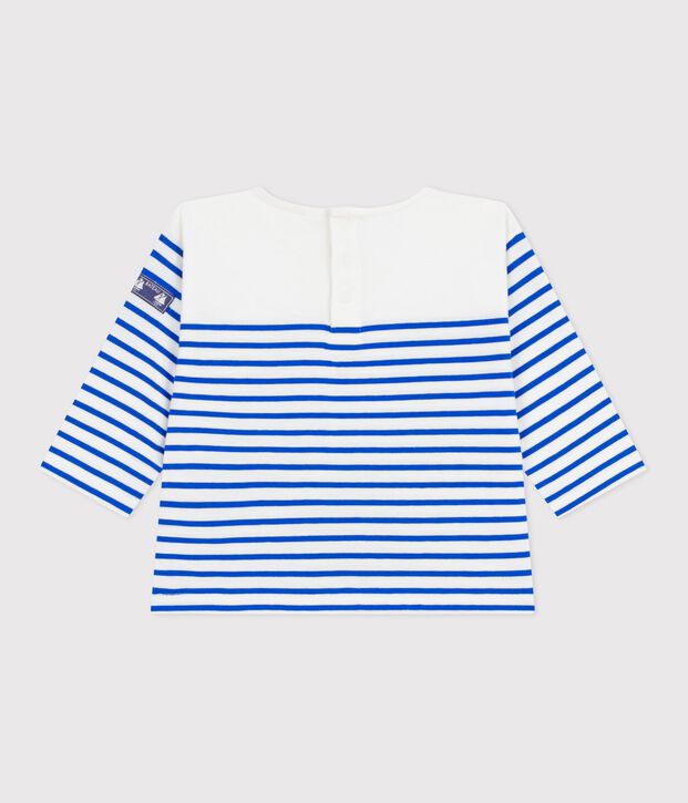 Lang&auml;rmeliges Baby-Streifenshirt Marini&egrave;re aus Baumwolle weiss/blau