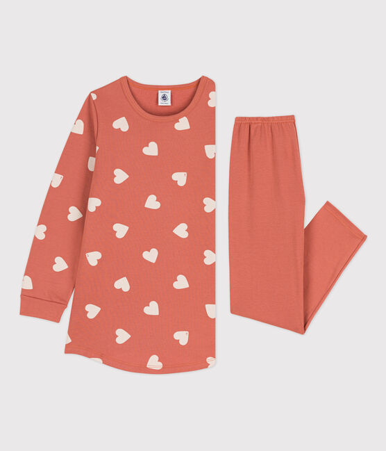 Nachthemd und Leggings aus Molton mit Herzchen-Muster für Mädchen BRANDY/ AVALANCHE
