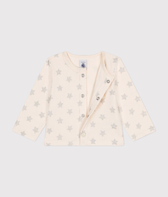 Baby-Cardigan aus Doppeljersey mit Sternenprint beige AVALANCHE/ ARGENT