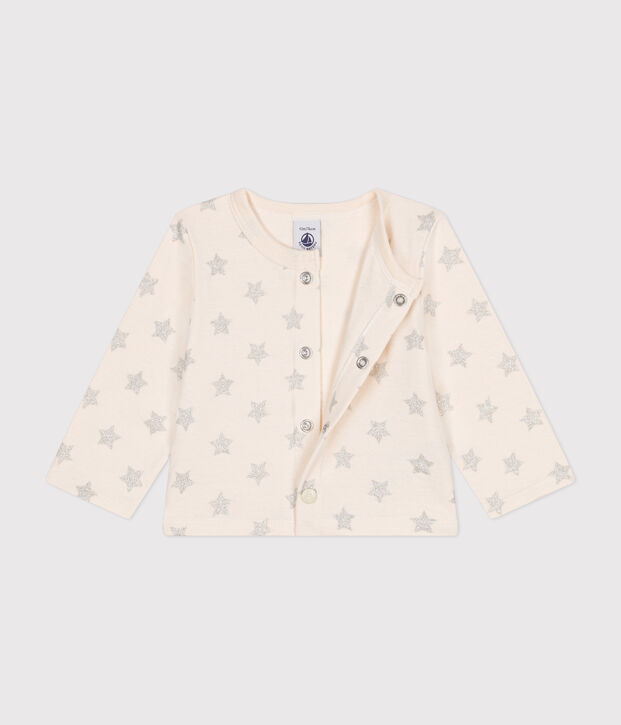Baby-Cardigan aus Doppeljersey mit Sternenprint naturfarben/grau