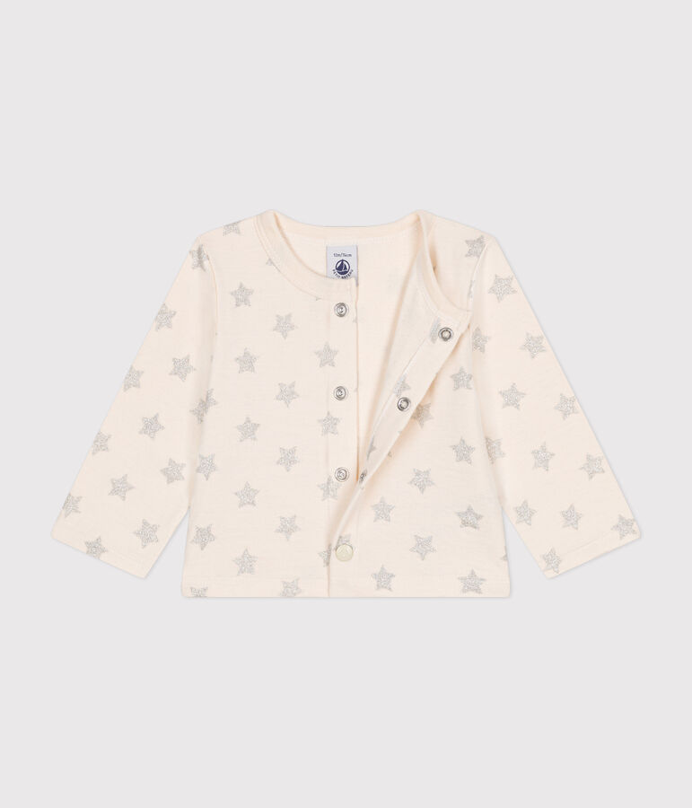 Baby-Cardigan aus Doppeljersey mit Sternenprint naturfarben/grau
