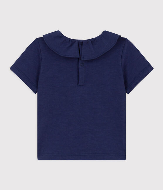 Kurzärmelige Babybluse aus geflammtem Jersey blau CHALOUPE