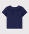 Kurzärmelige Babybluse aus geflammtem Jersey blau CHALOUPE