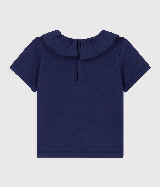 Kurz&auml;rmelige Babybluse aus geflammtem Jersey blau