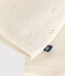 Baby-Wickeljacke aus Woll- und Baumwollstrick mit Lochmuster weiss MARSHMALLOW